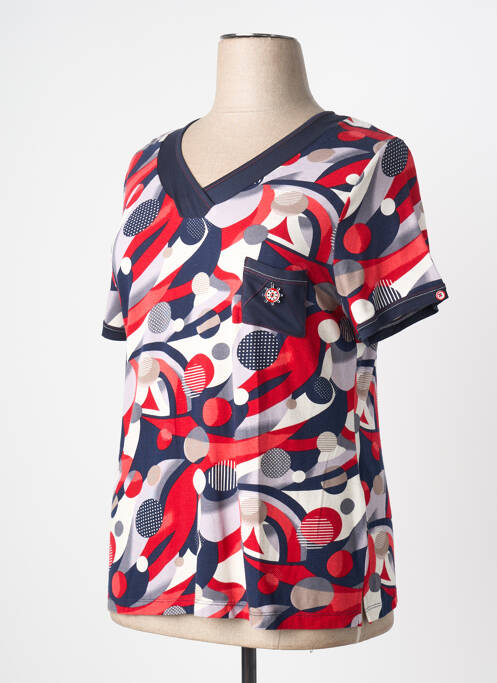 Tricou imprimeu fantezie mâneci scurte roșu GUY DUBOUIS femme