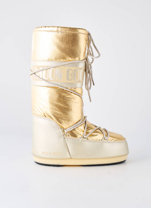 Cizme țesătură satinată toc plat până la 3 cm auriu MOON BOOT femme