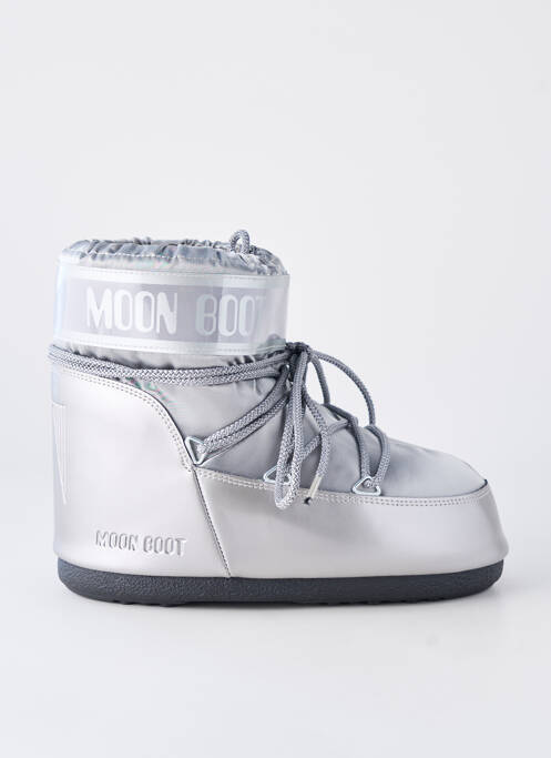 Botine/ghete țesătură satinată toc plat până la 3 cm argintiu MOON BOOT femme