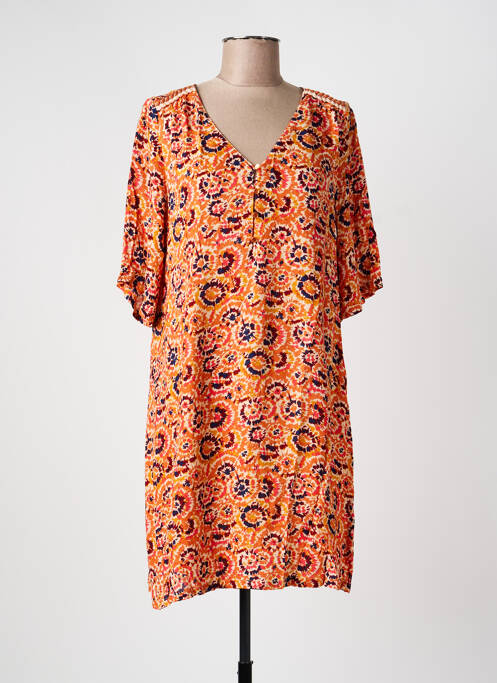 Rochie scurtă imprimeu floral mâneci scurte portocaliu LOLA ESPELETA femme