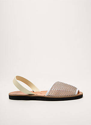 Sandale/pantofi decupați țesătură satinată toc plat până la 3 cm argintiu MINORQUINES femme