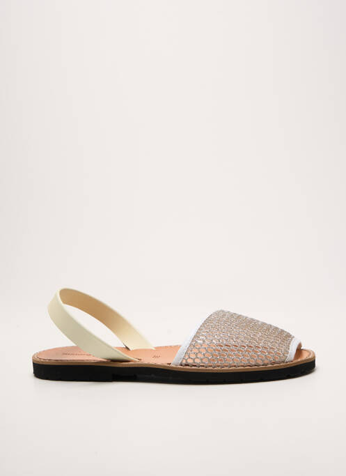 Sandale/pantofi decupați țesătură satinată toc plat până la 3 cm argintiu MINORQUINES femme