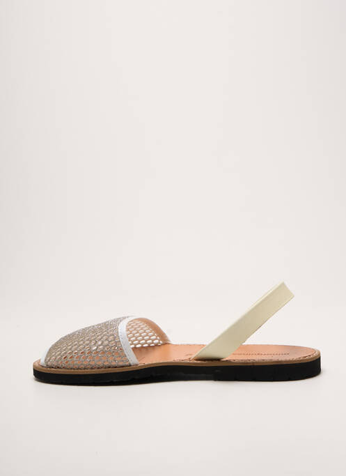 Sandale/pantofi decupați țesătură satinată toc plat până la 3 cm argintiu MINORQUINES femme