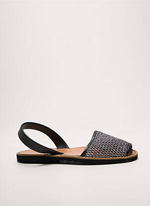 Sandale/pantofi decupați țesătură satinată toc plat până la 3 cm argintiu MINORQUINES femme