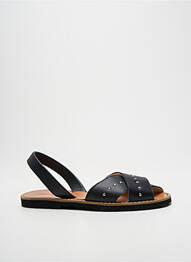 Sandale/pantofi decupați țesătură satinată toc plat până la 3 cm negru MINORQUINES femme