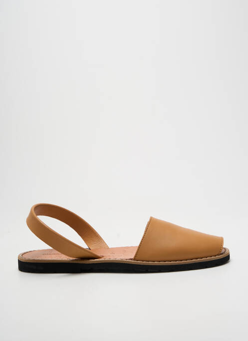 Sandale/pantofi decupați țesătură satinată toc plat până la 3 cm maro MINORQUINES femme