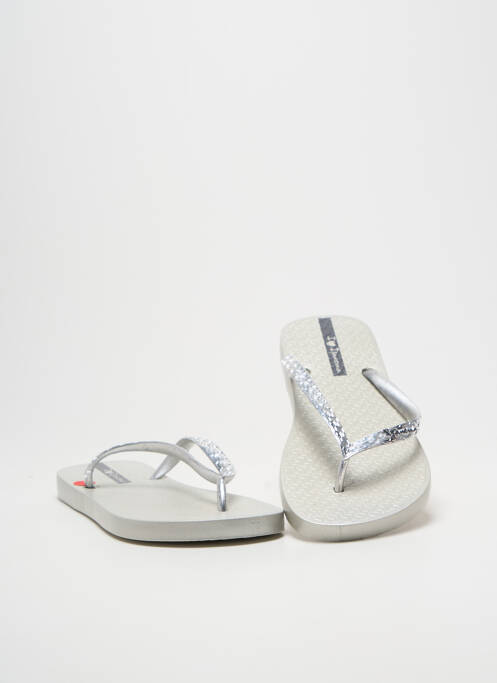 Șlapi vârf deschis toc plat până la 3 cm argintiu IPANEMA femme