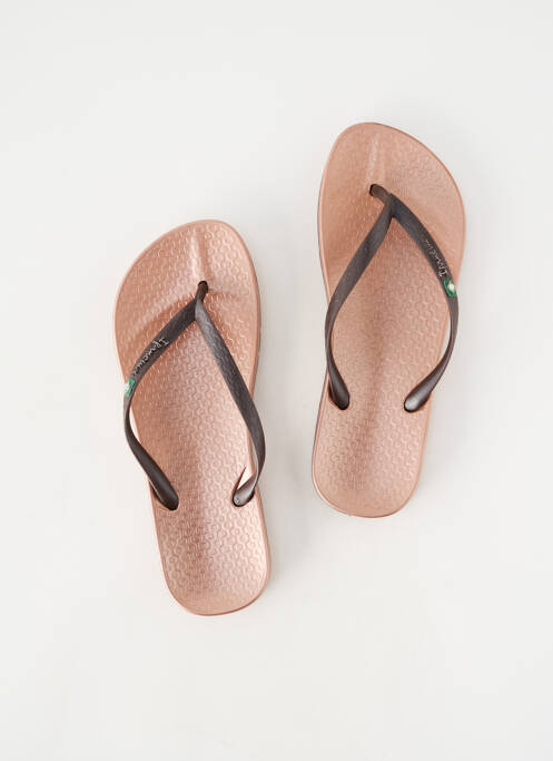 Șlapi țesătură satinată toc plat până la 3 cm maro IPANEMA femme