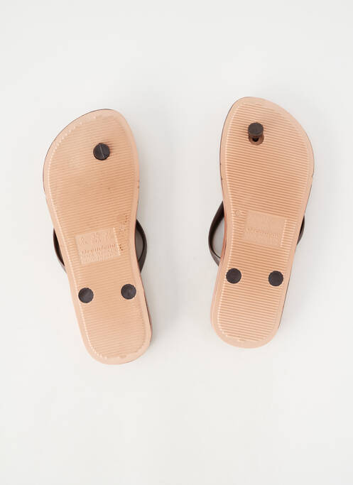 Șlapi țesătură satinată toc plat până la 3 cm maro IPANEMA femme