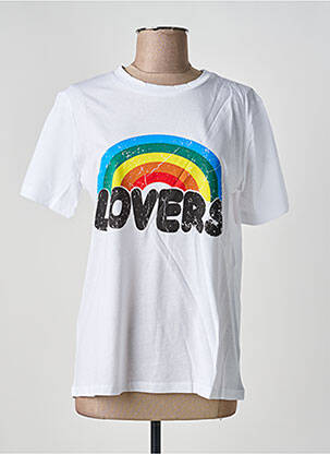 Tricou serigrafie flockată mâneci scurte alb FIRSTAGE femeie