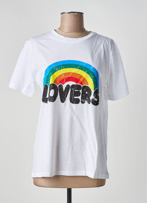 Tricou serigrafie flockată mâneci scurte alb FIRSTAGE femme