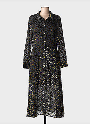 Rochie lungă mâneci lungi mâneci lungi negru LEO & UGO femme