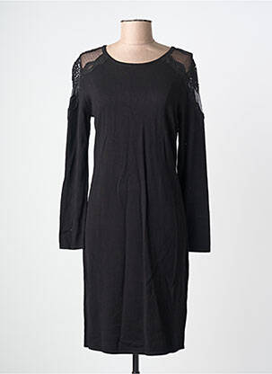 Rochie midi mâneci lungi mâneci lungi negru LEO GUY femeie