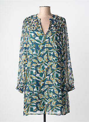 Rochie midi imprimeu floral mâneci lungi verde AN' GE femeie