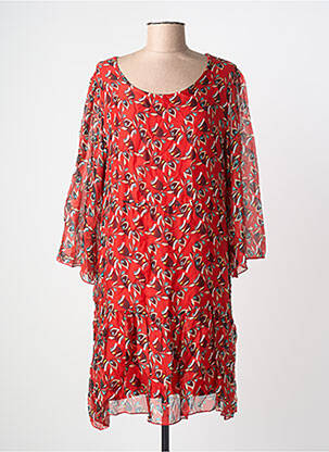 Rochie scurtă croială fluidă mâneci 3/4 roșu LA FEE MARABOUTEE femeie