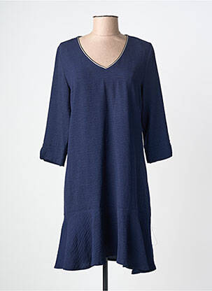 Rochie midi mâneci 3/4 mâneci 3/4 albastru BY MEG femeie