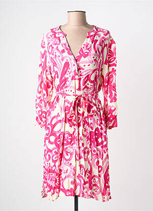 Rochie midi imprimeu floral mâneci lungi roz LA FEE MARABOUTEE femme