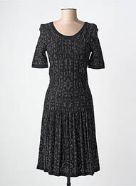 Rochie midi mâneci scurte mâneci scurte negru LEO & UGO femme