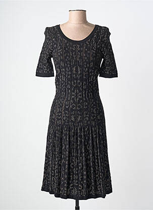 Rochie midi mâneci scurte mâneci scurte negru LEO & UGO femme