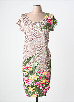 Rochie pulover elasticitate mâneci scurte maro LEO GUY femeie