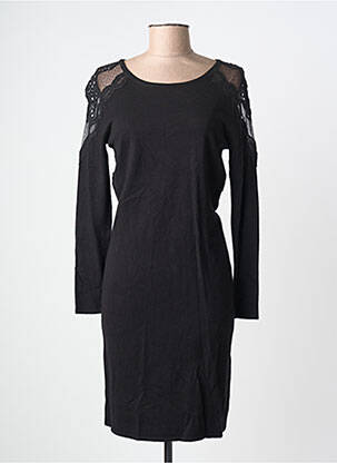 Rochie midi mâneci lungi mâneci lungi negru LEO GUY femeie