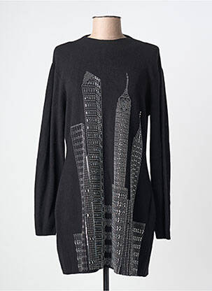 Rochie pulover croială cambrată mâneci lungi negru LEO & UGO femme