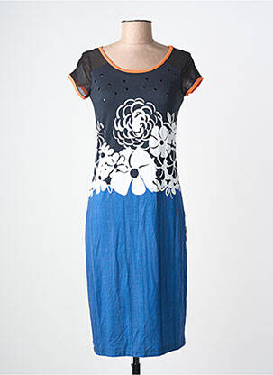 Rochie midi imprimeu floral mâneci scurte negru FILIPINE LAHOYA femeie