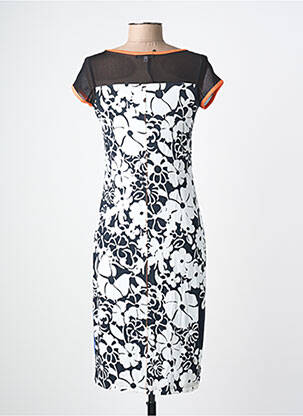Rochie midi imprimeu floral mâneci scurte negru FILIPINE LAHOYA femeie