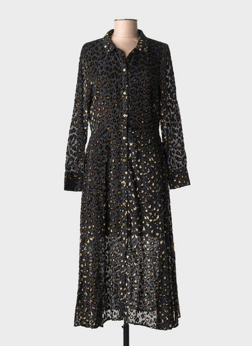 Rochie lungă mâneci lungi mâneci lungi negru LEO & UGO femme