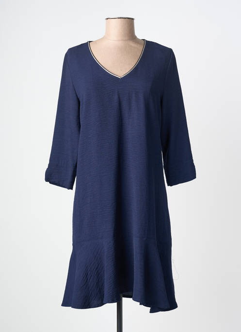 Rochie midi croială evazată mâneci 3/4 albastru BY MEG femme