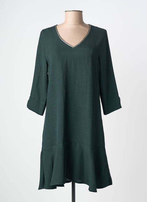 Rochie midi croială evazată mâneci 3/4 verde BY MEG femme
