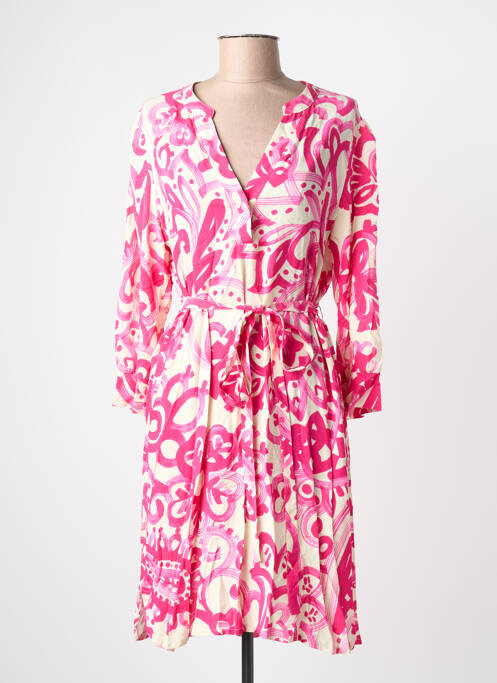 Rochie midi imprimeu floral mâneci lungi roz LA FEE MARABOUTEE femme