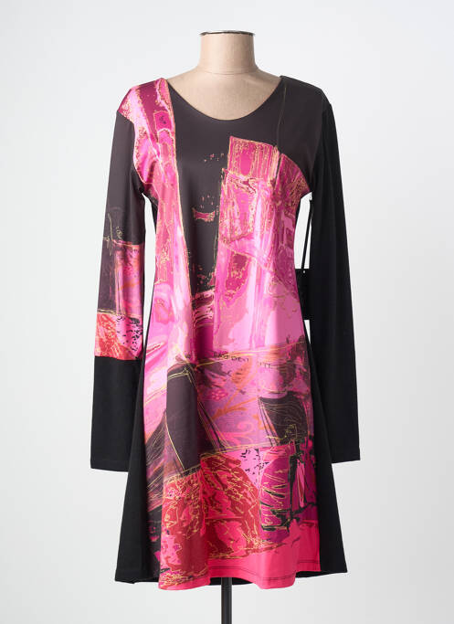 Rochie midi imprimeu floral mâneci lungi roz VOLT DESIGN femme