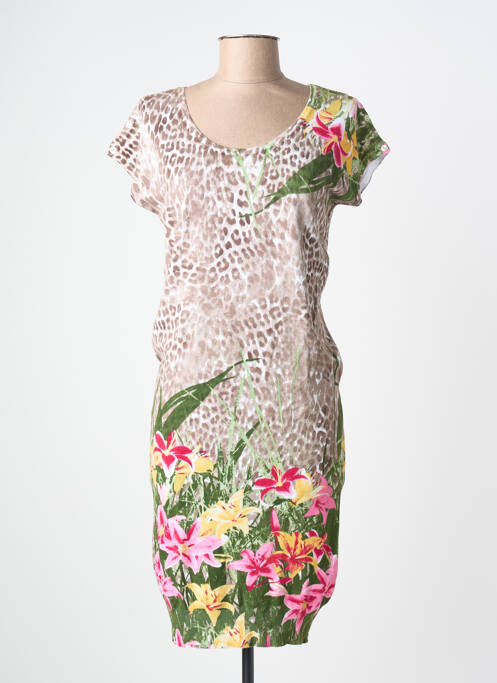 Rochie pulover elasticitate mâneci scurte maro LEO GUY femme