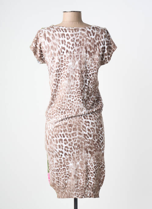 Rochie pulover elasticitate mâneci scurte maro LEO GUY femme