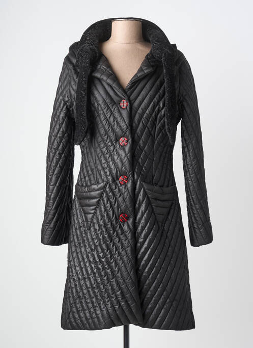 Palton lung finisaj interior căptușeală imprimată cu glugă negru LOLESFILLES femme