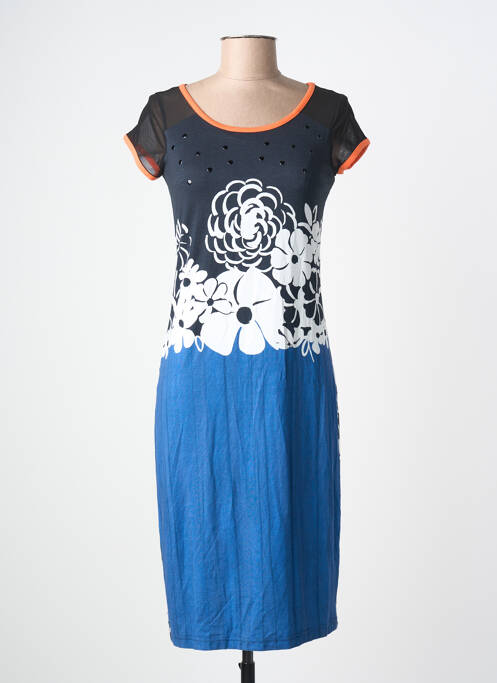 Rochie midi imprimeu floral mâneci scurte negru FILIPINE LAHOYA femme