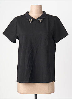 Top țesătură jersey mâneci scurte negru SCHOOL RAG femeie