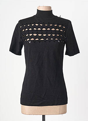 Pulover elasticitate mâneci scurte negru LEO & UGO femme