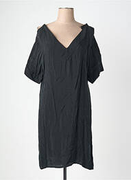 Rochie midi croială fluidă mâneci scurte negru ONE STEP femeie