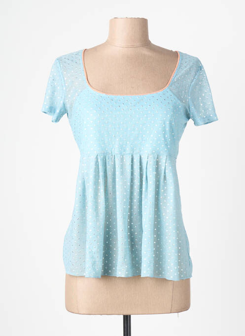 Top guler pătrat mâneci scurte albastru LOLESFILLES femme