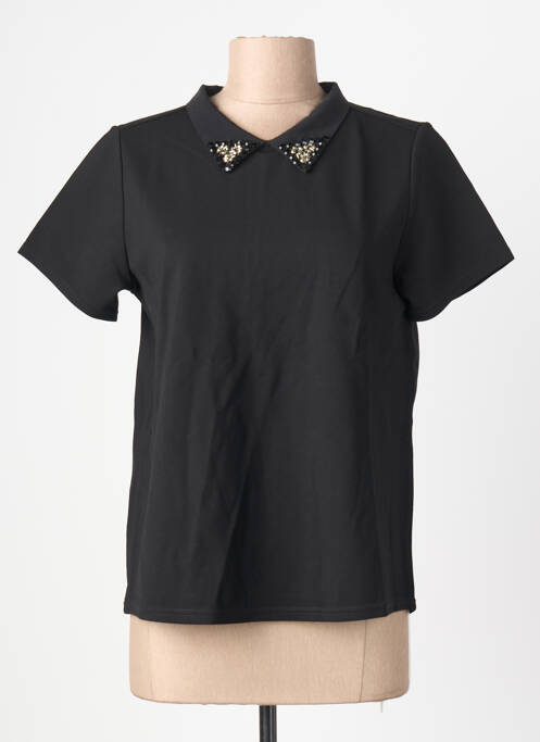 Top țesătură jersey mâneci scurte negru SCHOOL RAG femme