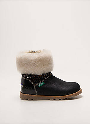 Botine/ghete țesătură satinată vârf rotund negru KICKERS fille