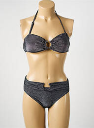 Costum de baie din două piese elasticitate top bentiță negru ADMAS femme