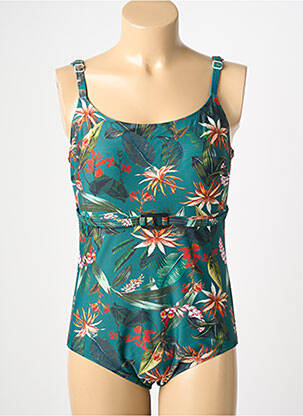Costum de baie dintr-o singură piesă imprimeu fantezie top sutien modelat verde LAGON BLEU femme