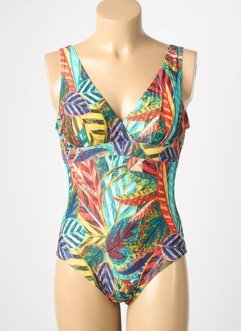 Costum de baie dintr-o singură piesă imprimeu fantezie top sutien modelat verde LAGON BLEU femme