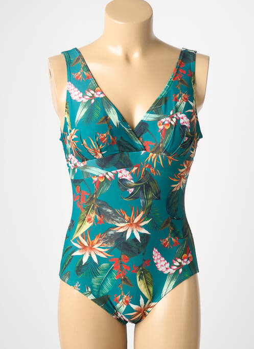 Costum de baie dintr-o singură piesă imprimeu fantezie top sutien modelat verde LAGON BLEU femme