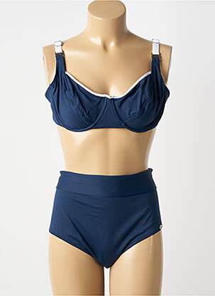 Costum de baie din două piese elasticitate sutien cupe întregi cu decolteu înalt albastru SUN PLAYA femme