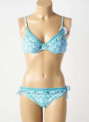 Costum de baie din două piese elasticitate top sutien modelat albastru OLYMPIA femeie