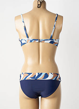 Costum de baie din două piese elasticitate sutien cupe întregi cu decolteu înalt albastru COCO SAINT TROPEZ femeie